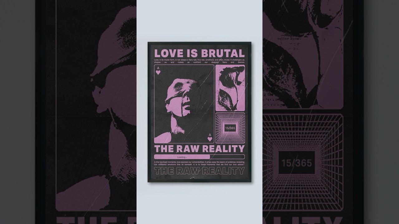 Love is brutal - Brutalist Poster Design 15/365 using Photoshop #shorts
