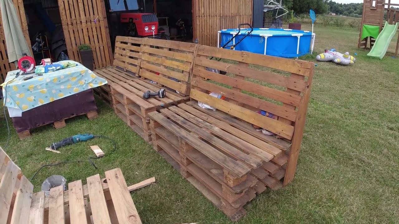 Meble z palet, ogrodowe, na taras, ławka, stół, krok po kroku.