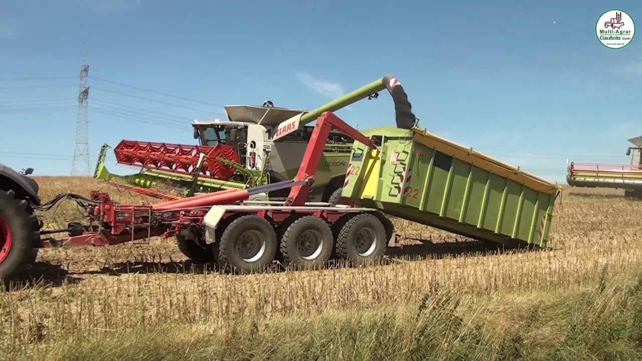 Raps Ernte 2020 mit Einlagerung - Multi Agrar Claußnitz, Claas, Valtra, Volvo, Fendt, JCB, JohnDeere