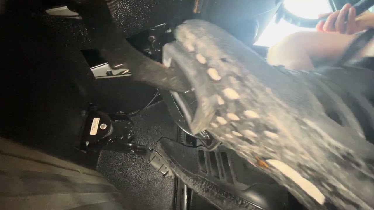 Floor Pedal View Driving a Manual Truck in Black Adidas Ultra Boost Sneakers: POV of a Clutch Pedal