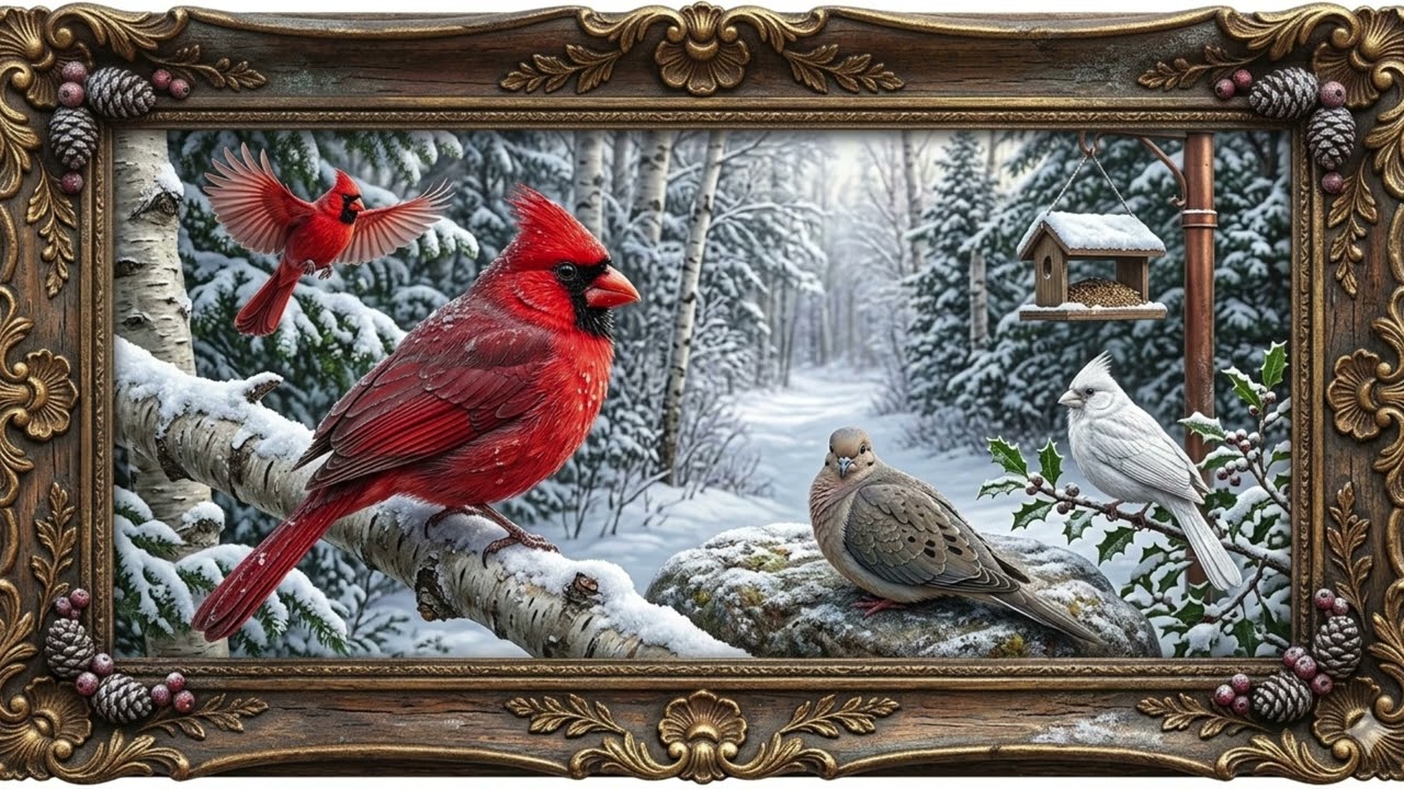 3D Cardinal Sanctuary | 4K Frame TV Art | screensaver | Santuario de Cardenales | कार्डिनल अभयारण्य