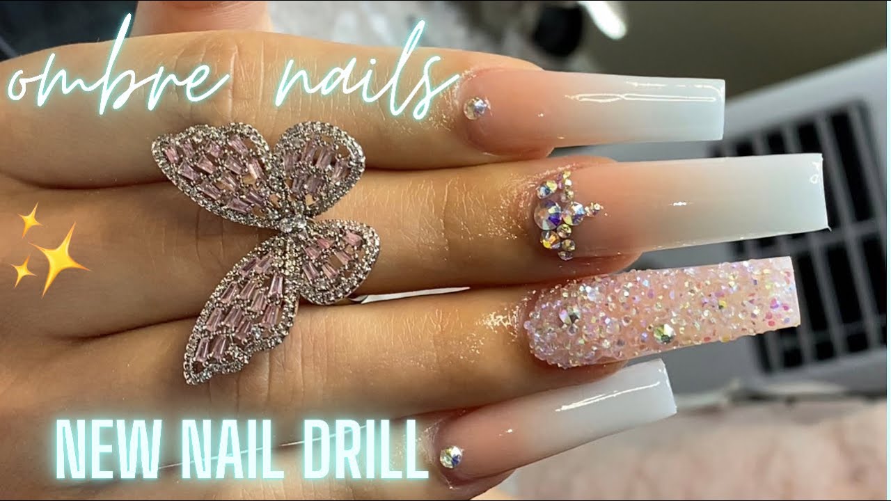How to ombre nails full set | acrylic for beginners | melodysusie nail drill | how to shape nails