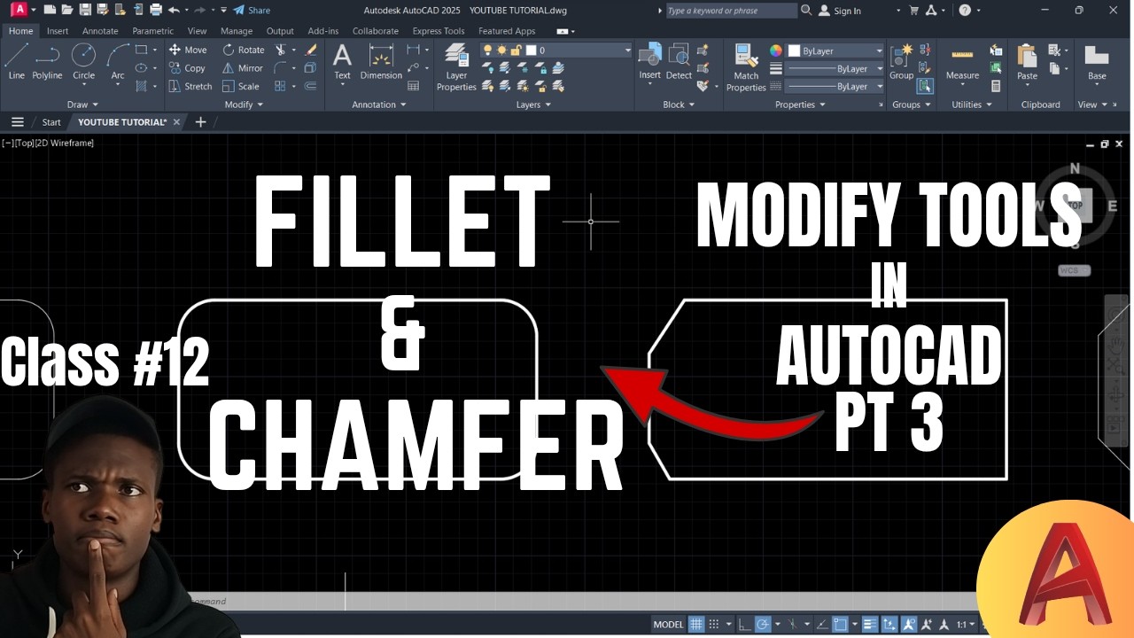 FILLET and CHAMFER commands | Modify Tools in AutoCAD | AutoCAD for beginners