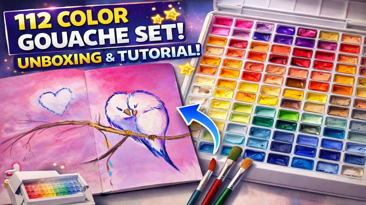 Unboxing huge Gouache Set😍| Valentine Art Challenge| A day in my palette #unboxing #gouache #colors