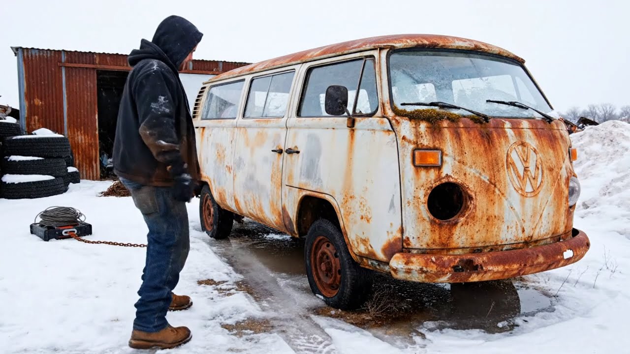 ASMR Barn Find VW Bus: We Found It Rotting… Then Restored It to Bright White