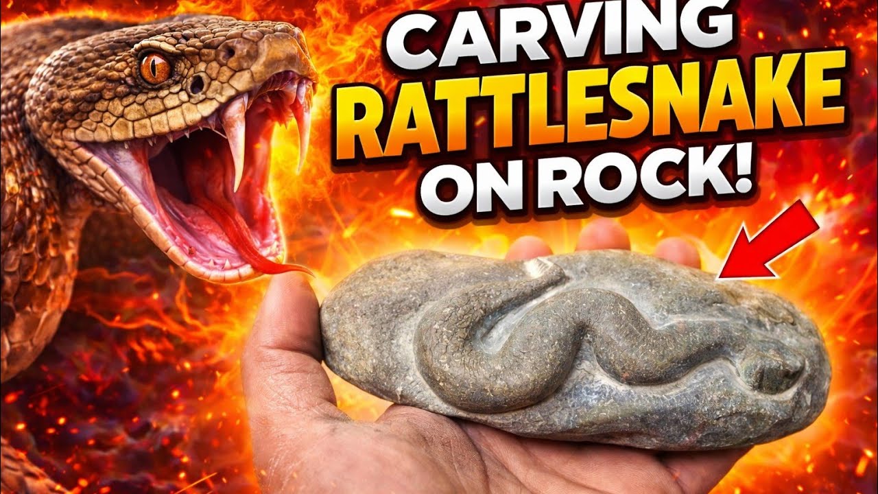 I carve rattlesnake on rock