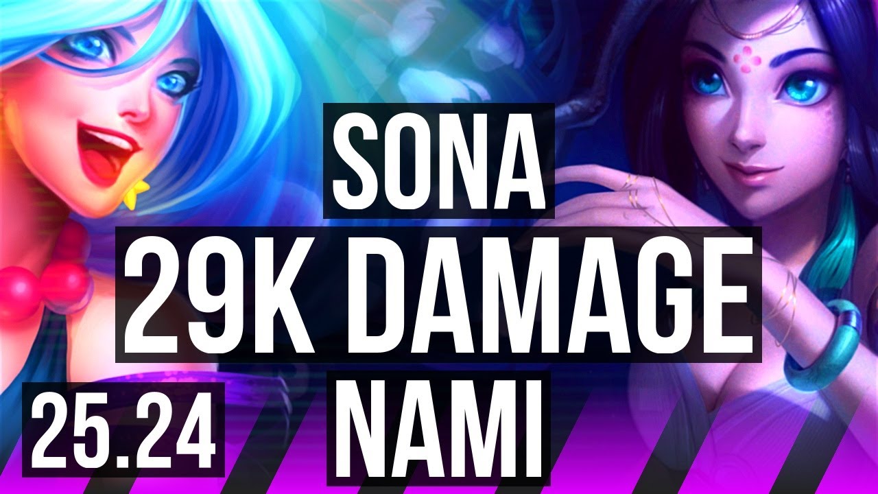 SONA & Yunara vs NAMI & Smolder (SUP) | Good KDA: 12/1/18, 29K damage | BR Grandmaster | 25.24