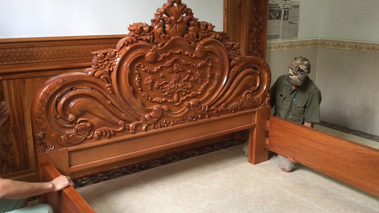 How to Build A Giant Size Bed With Rare & Monolithic Hardwood || Extremely Wonderful Carved Wood Art