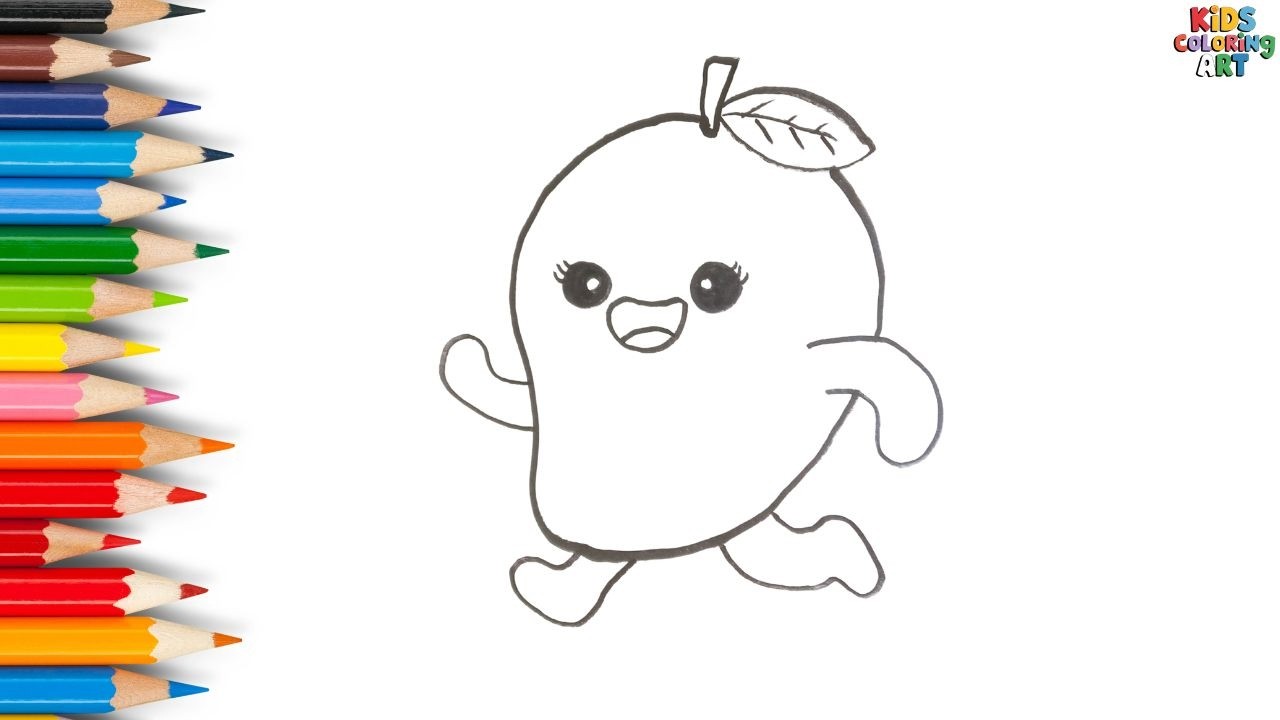Cute Mango Drawing for Kids