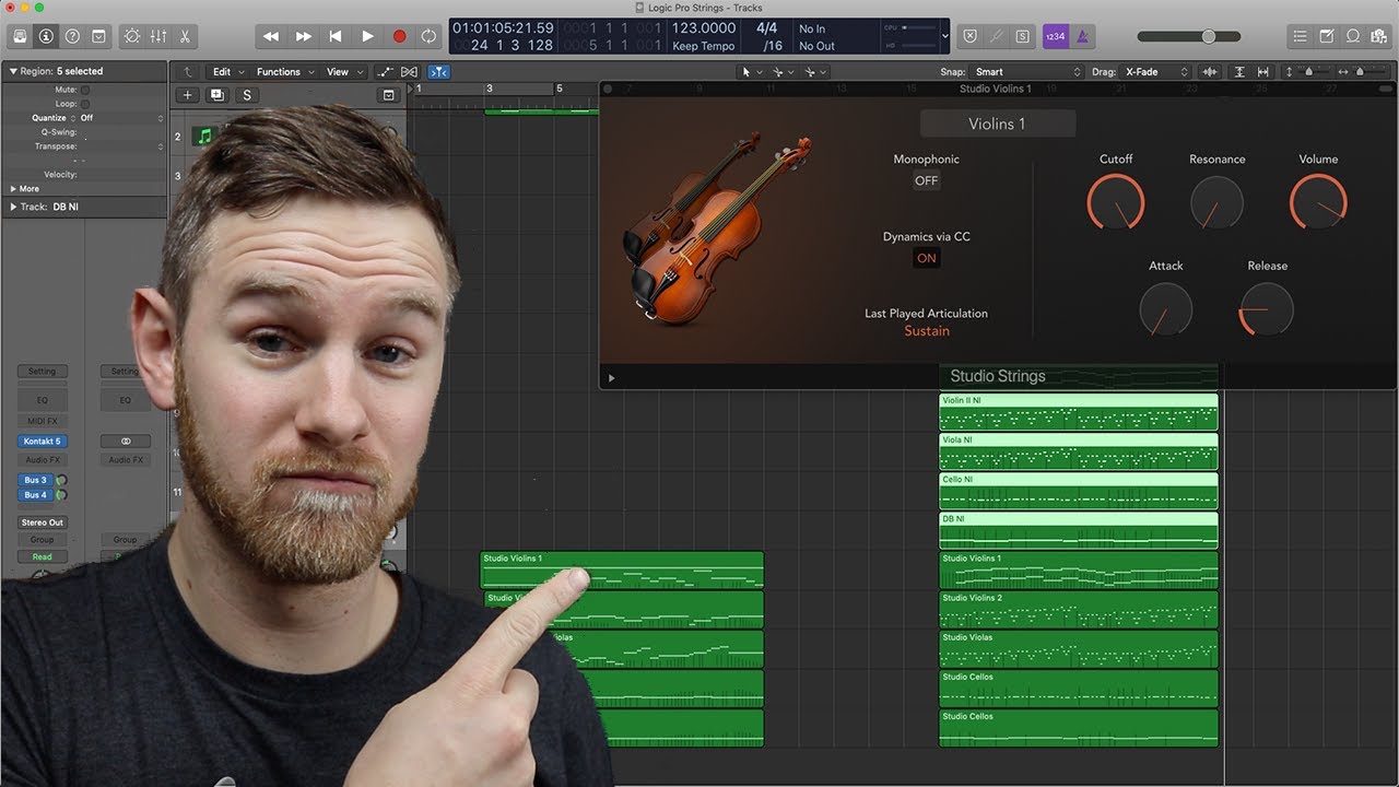 Как использовать строки Logic Pro Studio!