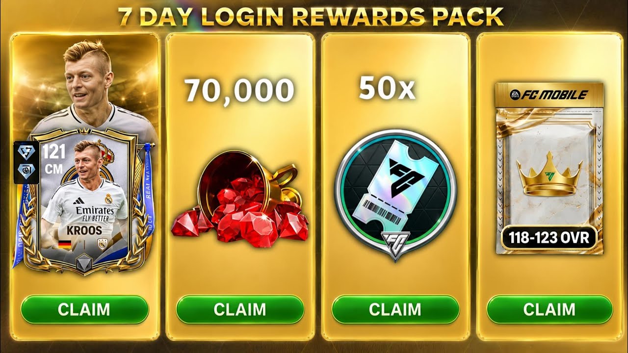 EA FC MOBILE 26 &bull; I Opened 7 Day Login Rewards In New Account & Reach 120 OVR #fcmobile #fifamobile 
