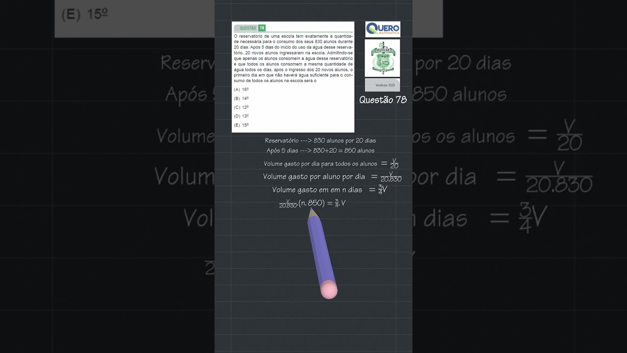 FAMERP 2025 – Questão 78 | Problema de Consumo de Água e Razão