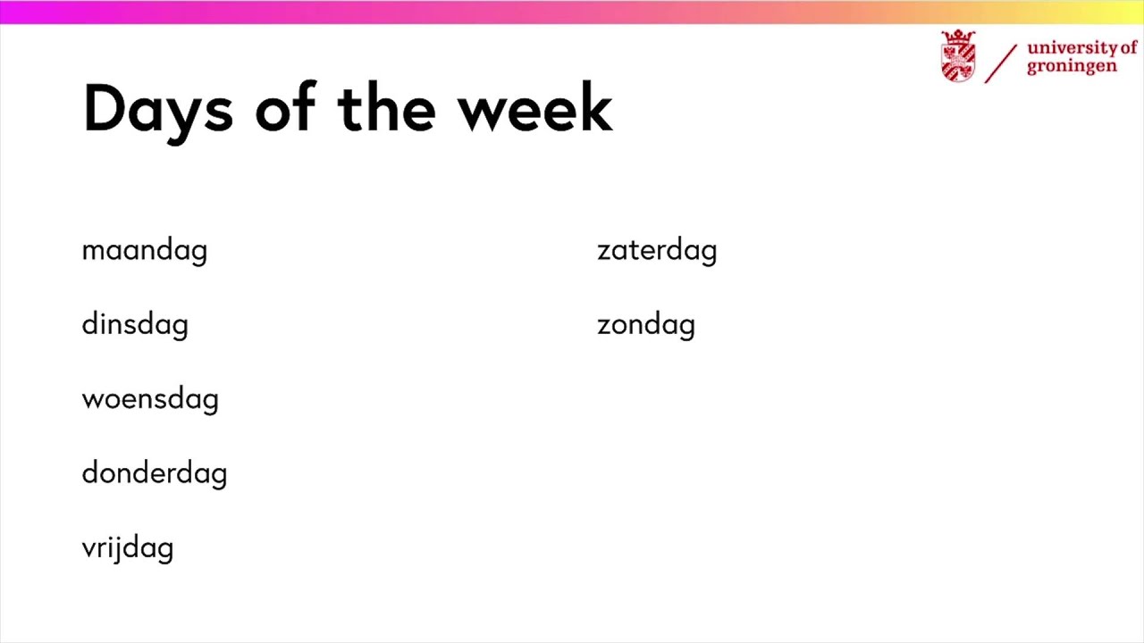How to say the months & days of week in Dutch