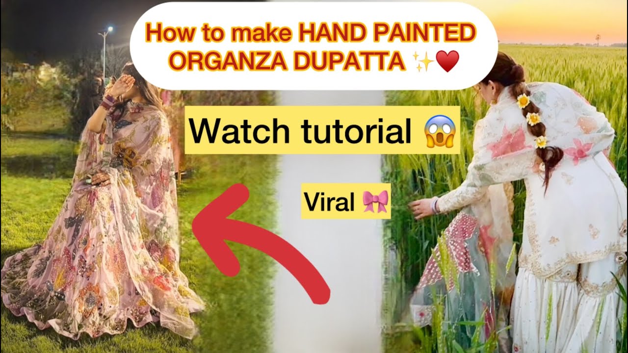 Handmade painted Organza Dupatta ❤️| Which Fabric Paint is best ? 😱
