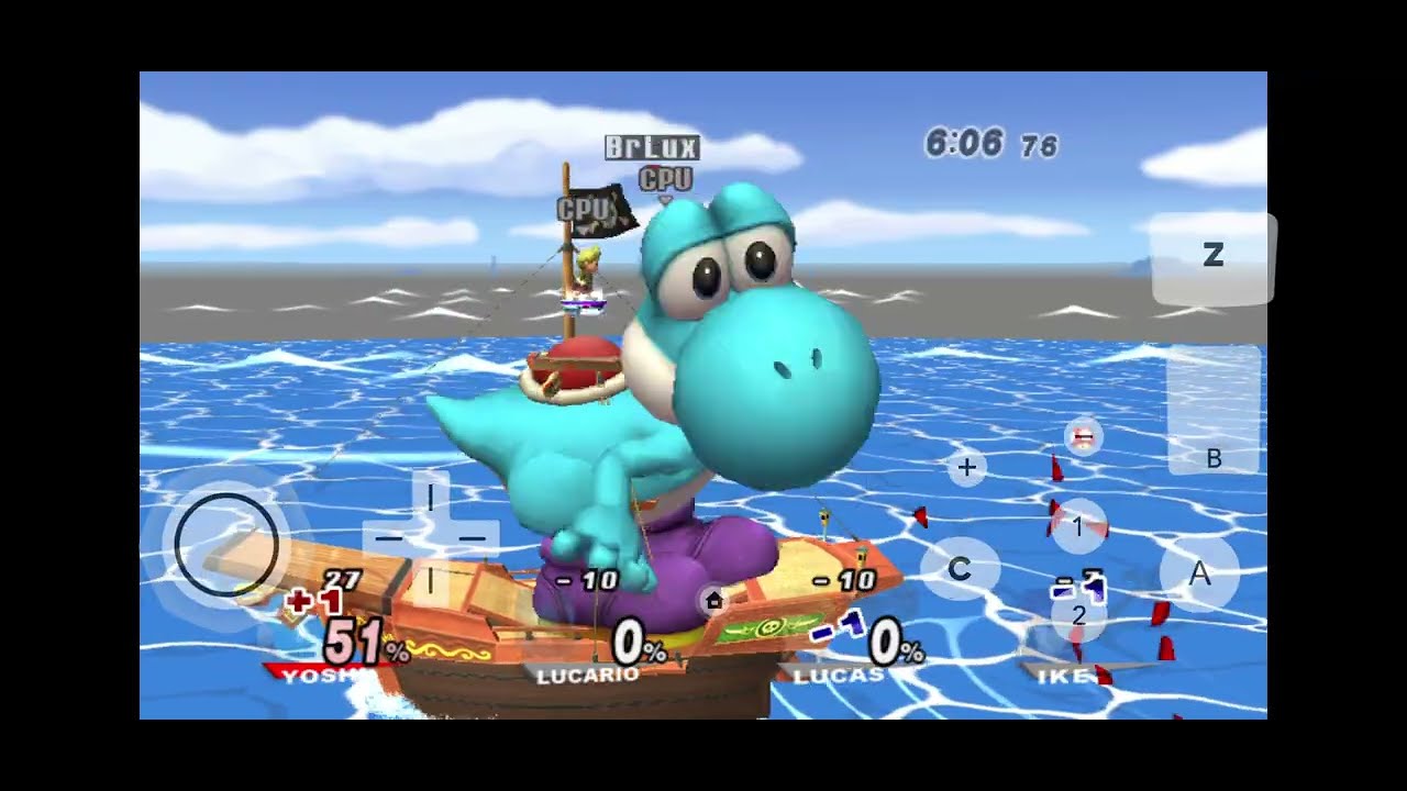 SSBB Hacks: Giant Growing Yoshi in FFA at Pirate Ship