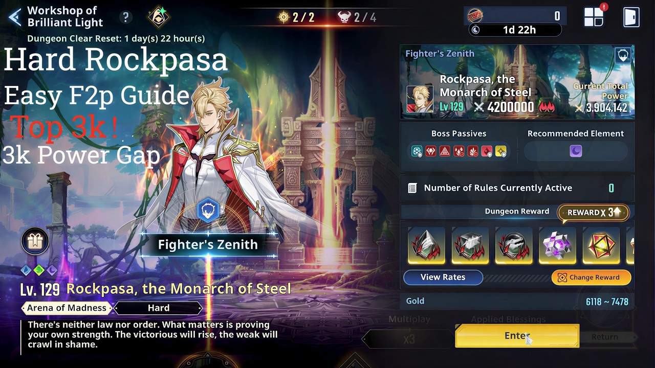 Rockpasa Hard Clear F2P 😱 | WOBL Top 3K Guide | Solo Leveling Arise