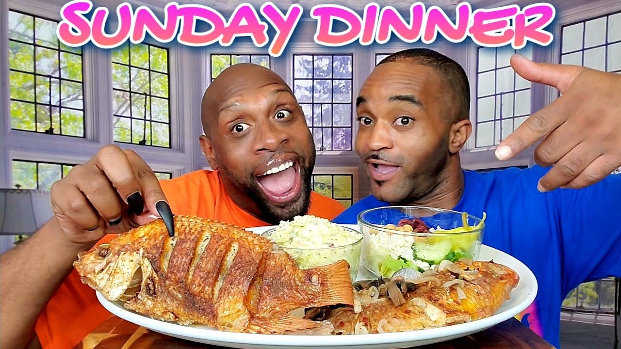 WHOLE TILAPIA SOULFOOD MUKBANG 먹방 ... HUBBY EDITION ... SUNDAY DINNER ... EATING SHOW 먹방 ...