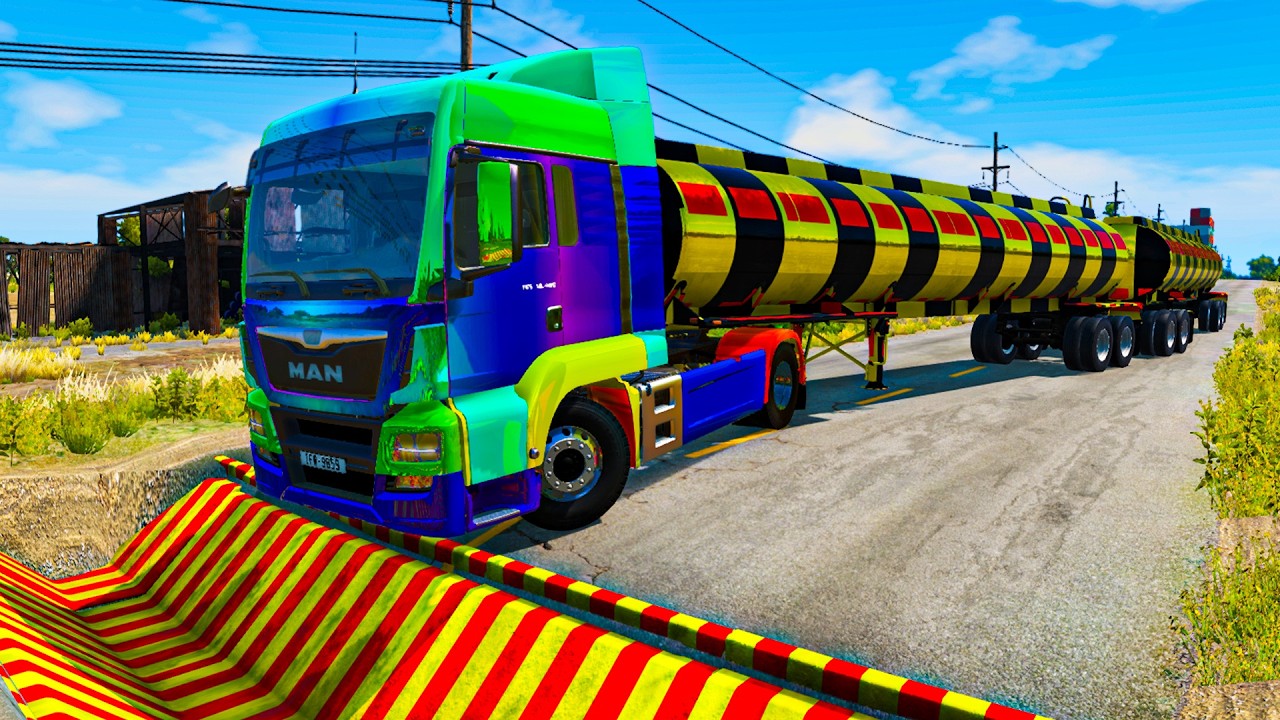 Trucks vs Upside Down Speed Bumps | BeamNG.DRIVE