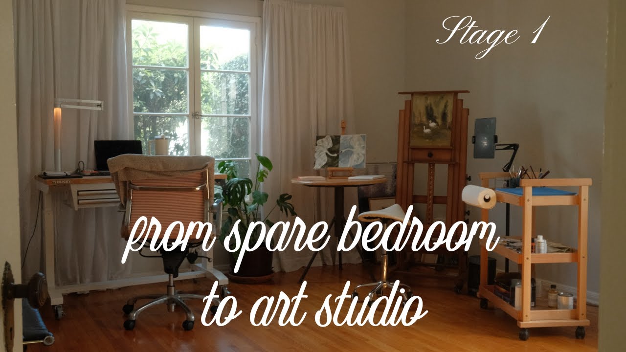 transforming my spare bedroom into an art studio 🎨 art studio essentials + studio makeover ☁️