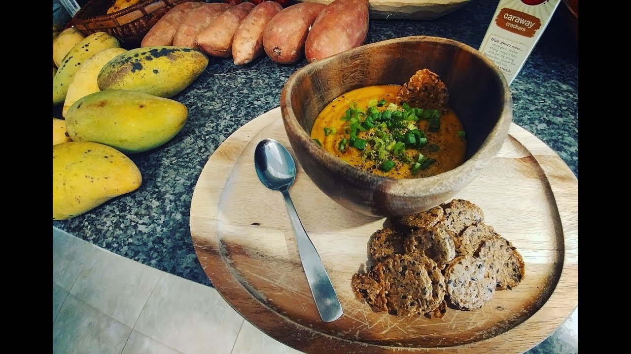 Food Forest Cuisine: Seminole pumpkin, coconut, moringa, curry soup - farm to table  (VEGAN)