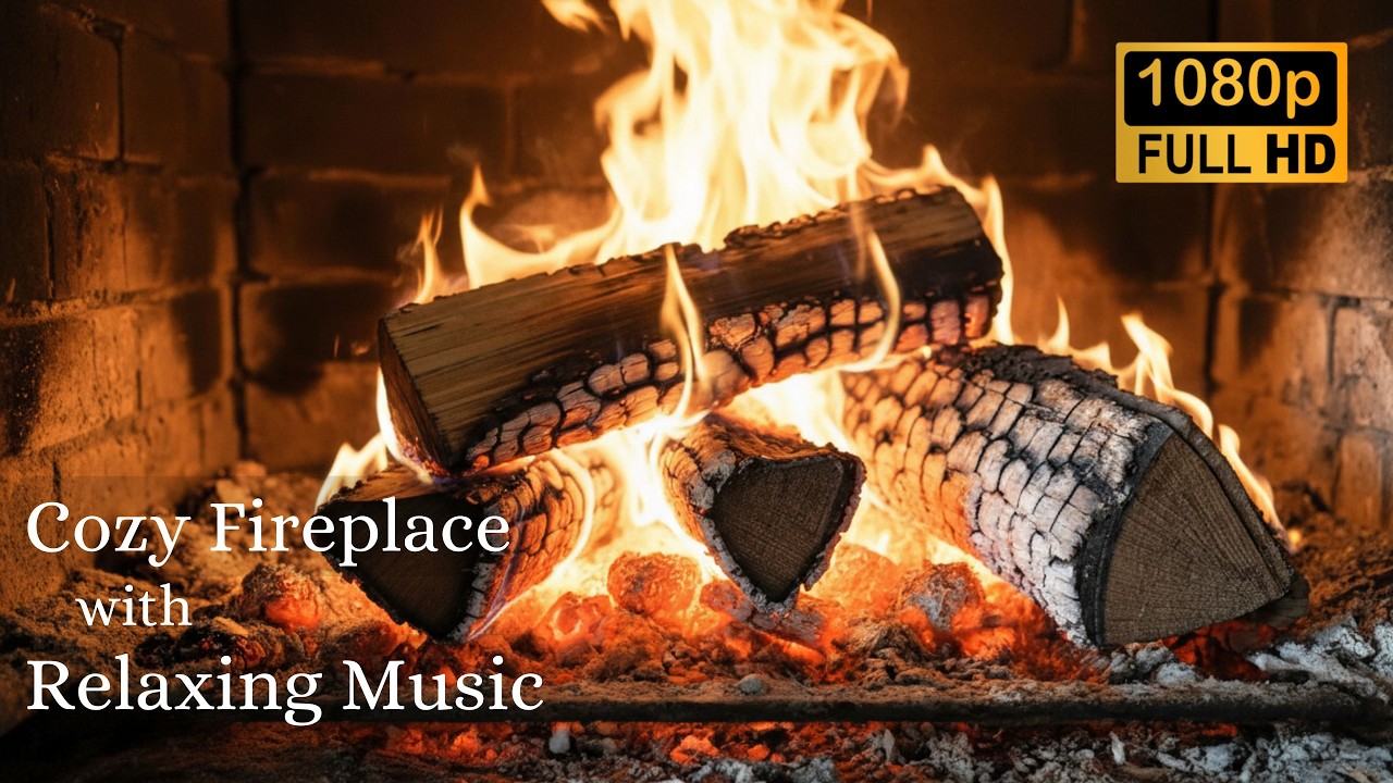 Cozy Winter Fireplace Ambience | Relaxing Crackling Fire🔥#aivideo #fireplace