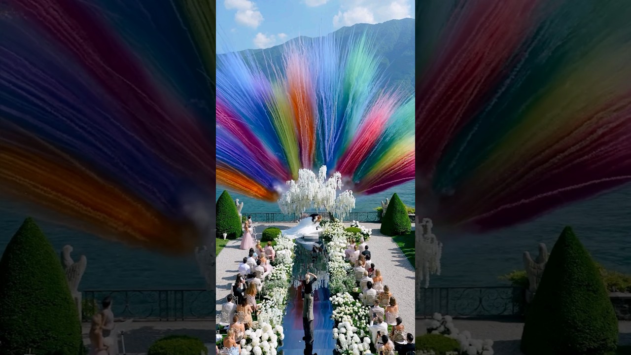 Tied the knot by #Lakecomo, and the sky celebrated in every color 🤯🌈!