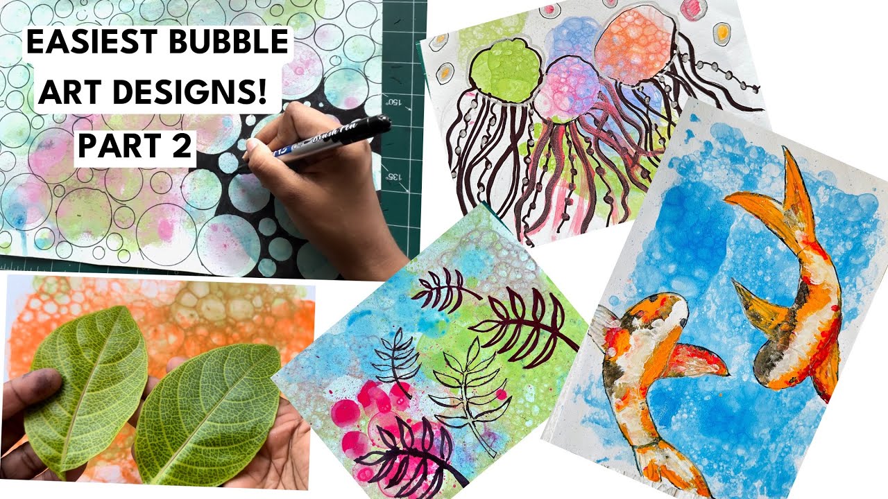 Soap Bubble art |PART 2|Art on Bubble paper|coffee painting|How to Draw Koi fish |No skill  Drawing