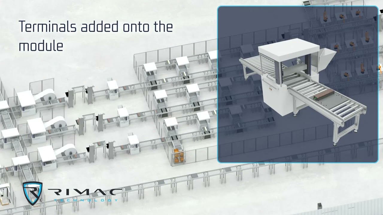 3D animation showing Rimac battery assembly line