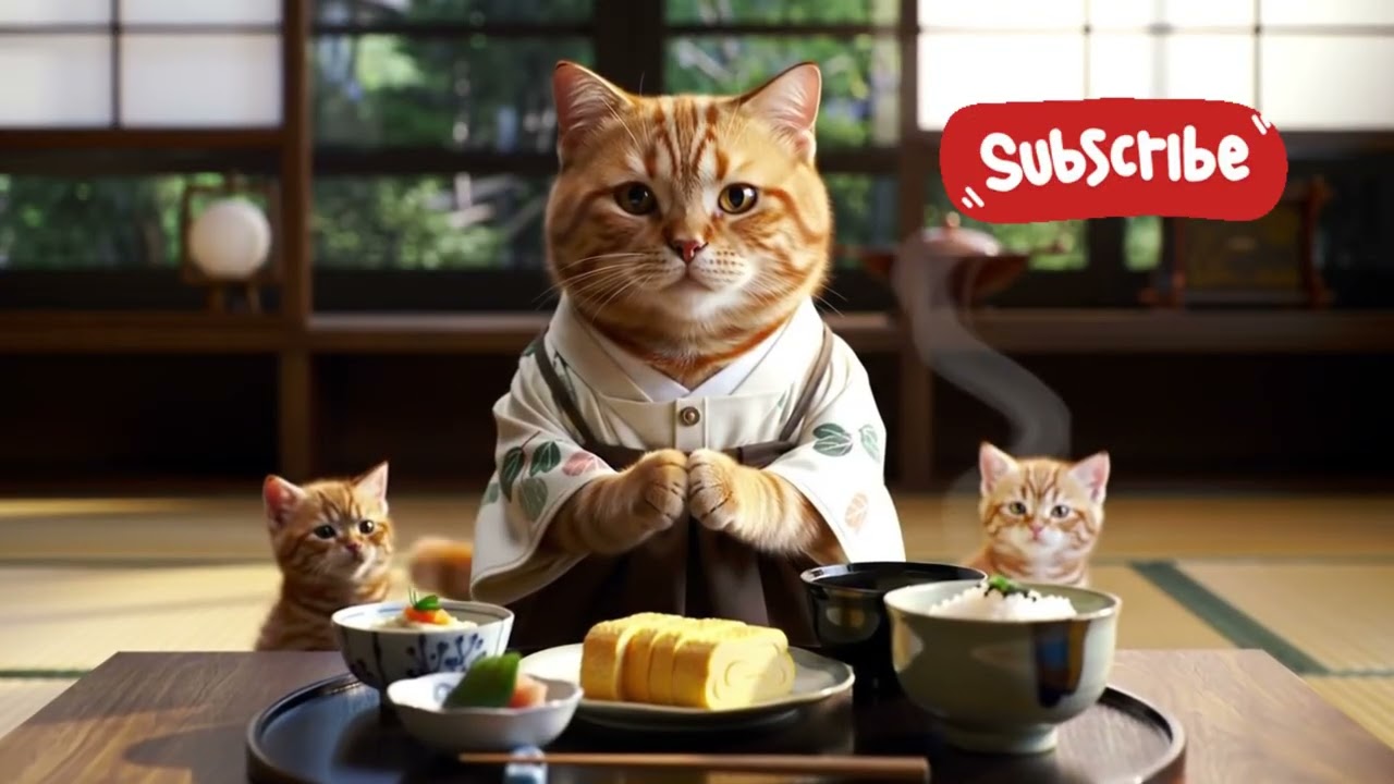 A Cat’s Peaceful Morning in the Countryside ,Gathering Fresh Eggs and Cooking Japanese Rolled Omelet