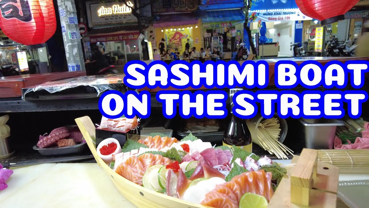 Vietnam food-A Sushi/Sashimi boat that appeared on a street stall in Hochiminh-Street food