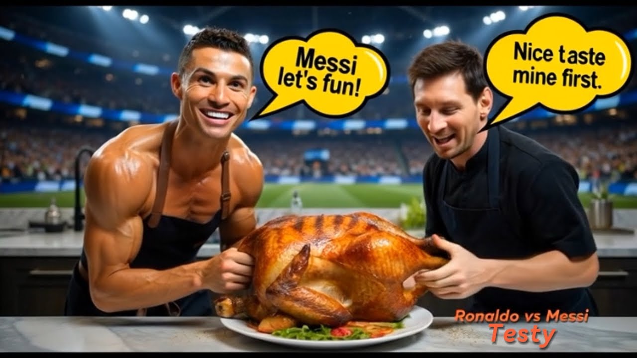Messi and Ronaldo Cooking Chicken – Epic Funny Moment! 🍗⚽ #messi #ronaldo #chicken #brooklyn #funny 