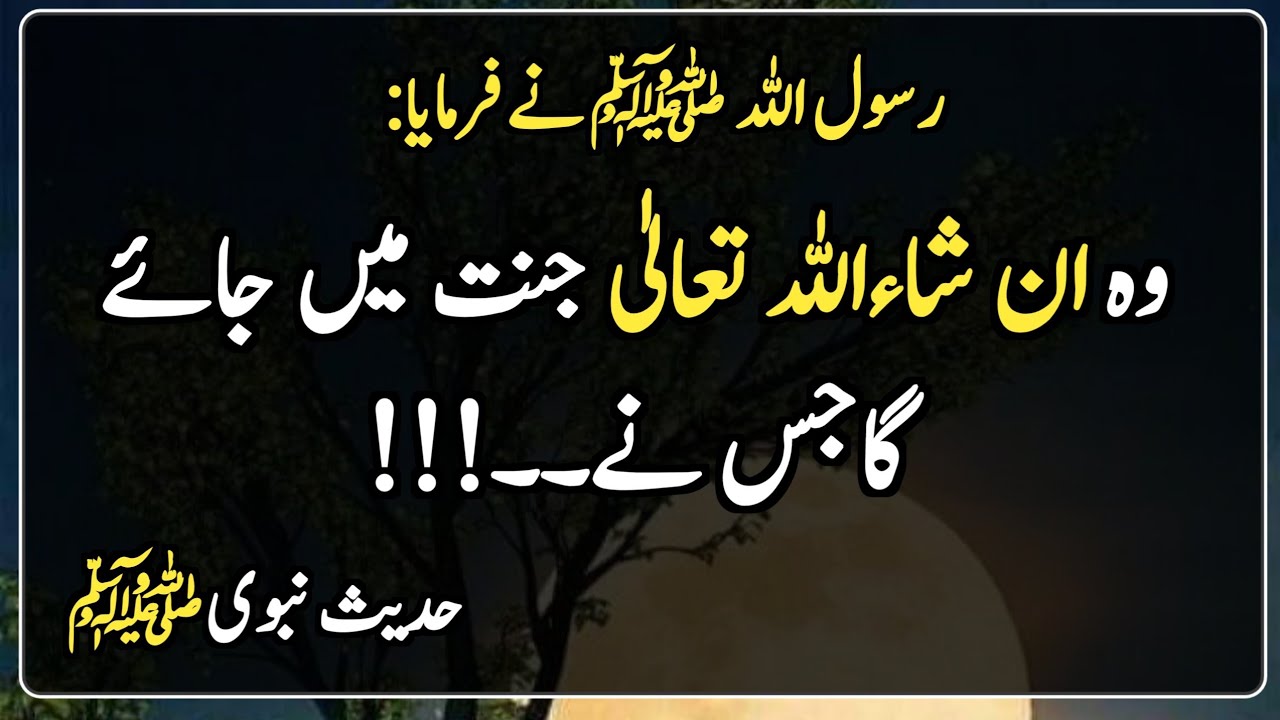 Nabi Pak Saw ka Farman hai Ke | Hadees Sharif | وہ ان شاءاللہ تعالیٰ جنت میں جائے گاجس نے۔۔!!!