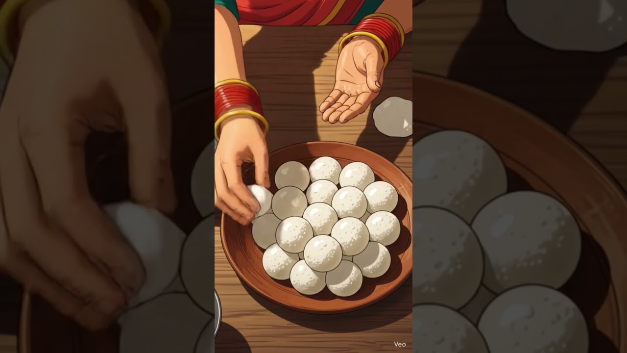 Village Style Rasgulla Making | Ghibli Inspired 2D Animation Cooking Story #shorts