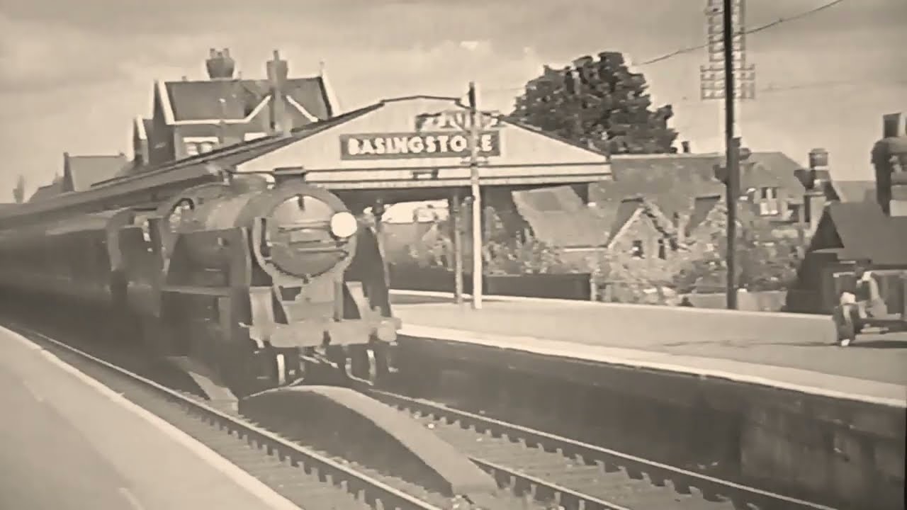 British Steam Basingstoke Station 1940 s Express @ Freight @  Shunting  ( Rare Film )  Busy Day