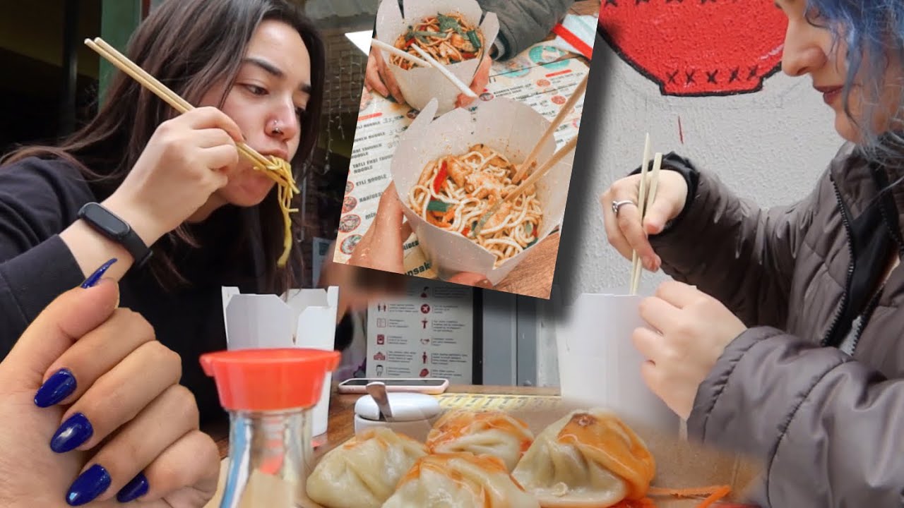 alsancak #vlog |  asya yemekleri (noodle, etli buharda mantı) denedik! protez tırnak yaptırdım 💅