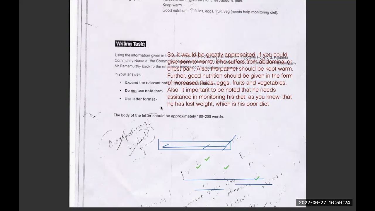 Oet writing sample video to resident community nurse | Discharge back letter | Lionnel Rammamurthy