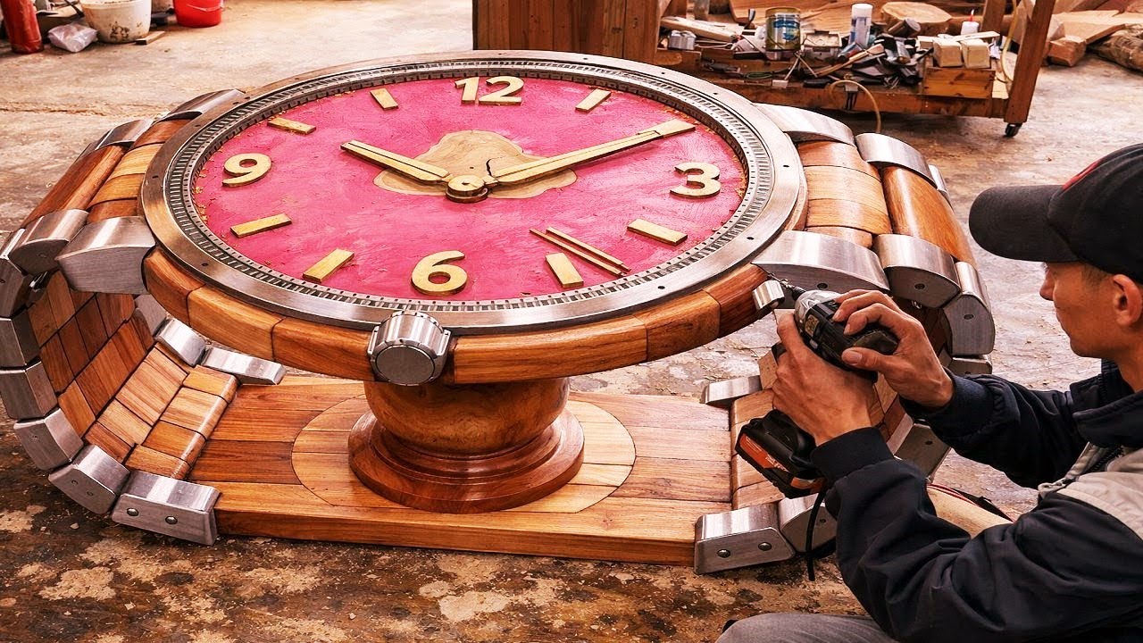 A Wooden Table Designed Like a Luxury Watch – Amazing Build!