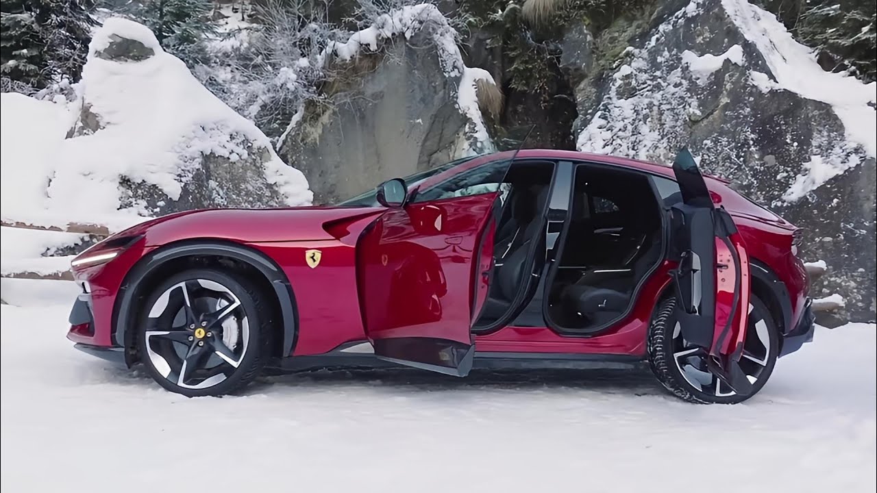 Ferrari Purosangue RED in beautiful winter time