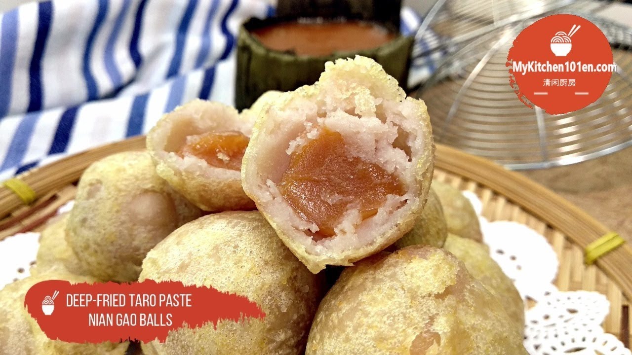 Deep-Fried Taro Paste Nian Gao Balls | MyKitchen101en