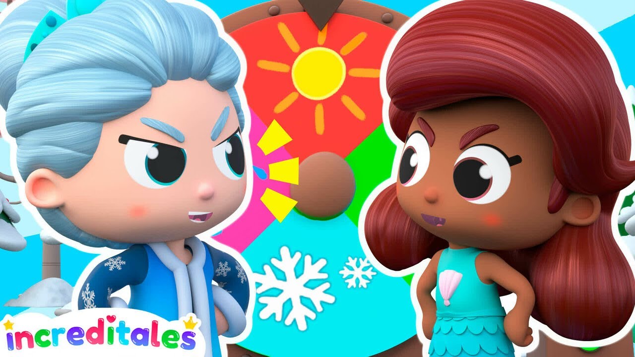 PEQUENA SEREIA e RAINHA DA NEVE disputam CALOR x FRIO! Quem vai ganhar? Crianças Aprendem Jogo Limpo
