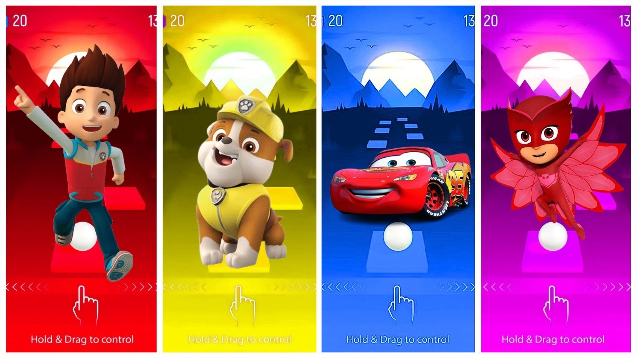PAW Patrol Friends Battle 🆚 Tiles Hop EDM Rush 🎶  Ryder vs Mcquuen  vs Owlette  vs Rubble