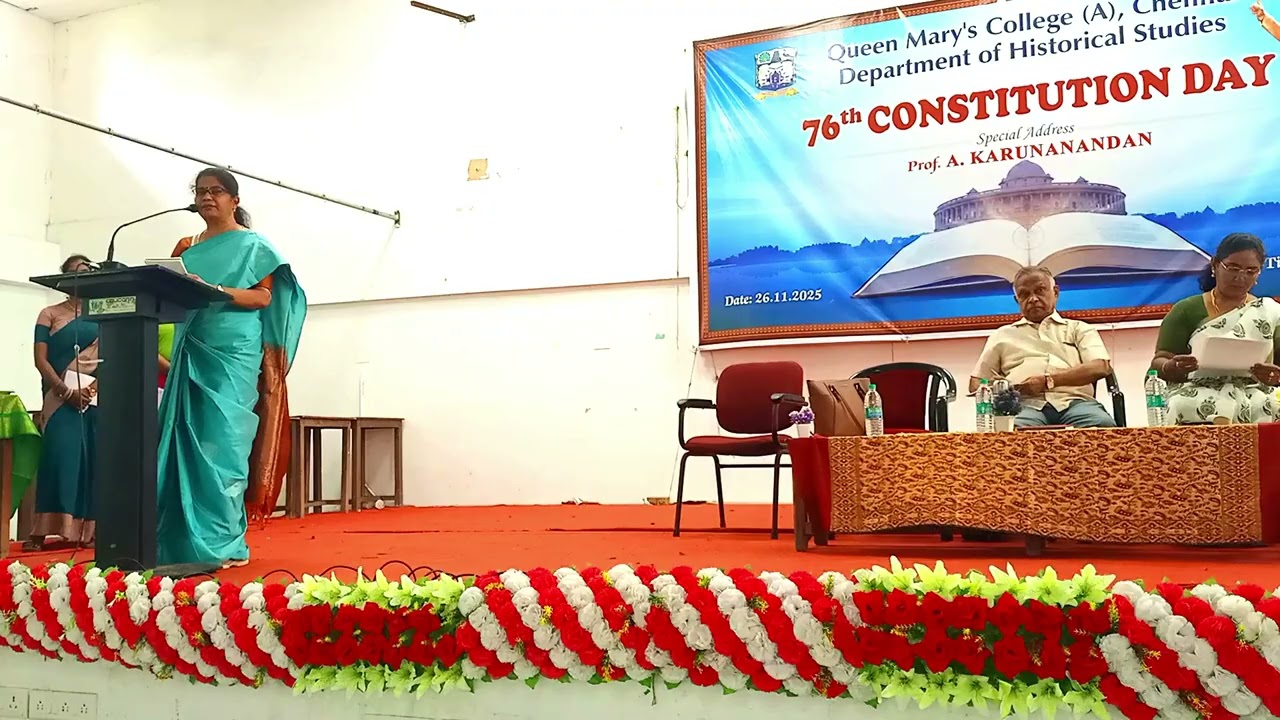 Introductory Address Dr M Thenmozhi Dept of History 76th Constitution Day 26th November 2025