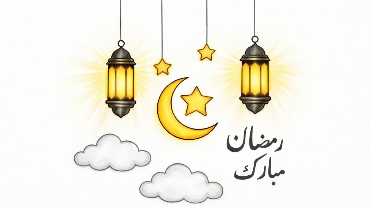 Easy Ramadan Mubarak Drawing with Lanterns | Ramadan Poster Design for Beginners | Live Art Tutorial