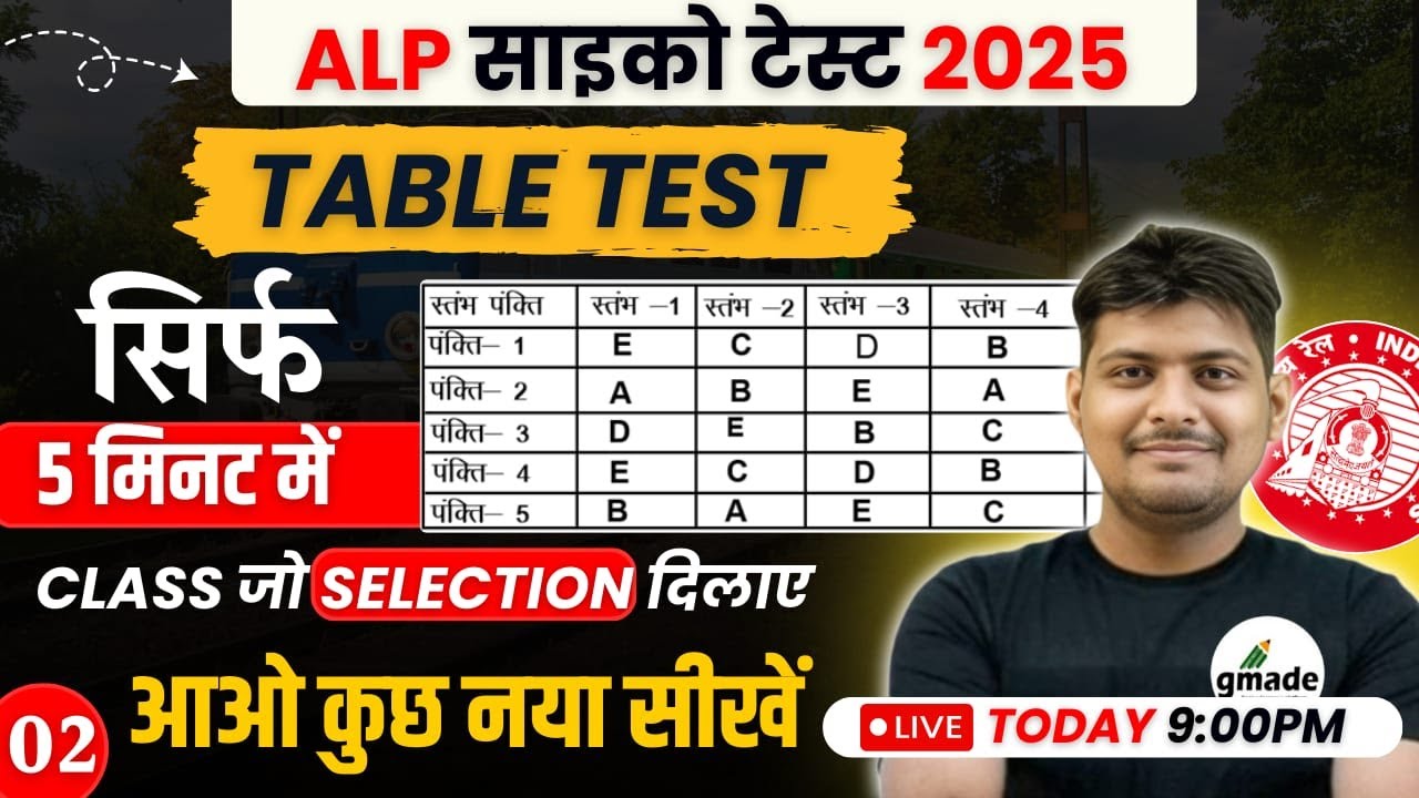 RRB ALP Psycho Test | Table Test ALP Psycho | @live  | By Ramveer Sir | #02