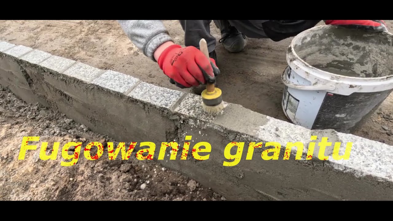 Fugowanie murków oporowych z granitu- chodnik z kostki granitowej