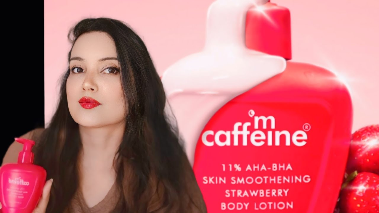 mCaffeine's *New Launch* 11% AHA BHA Strawberry Body Lotion review 🍓