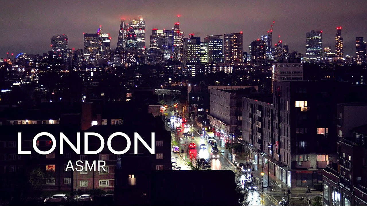 London Rainy Night Skyline in 4K | City of London After Rain | Urban ASMR