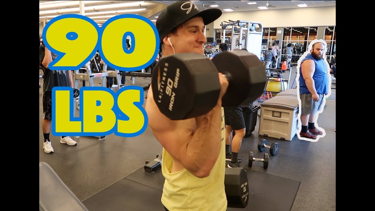 His Reaction to 90lb Dumbbell Curls