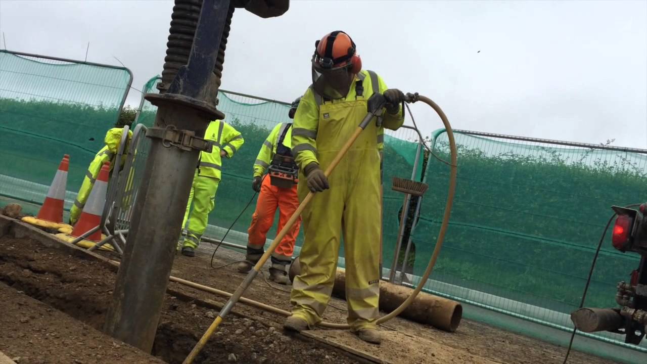 Using vacuum excavation at Union Corner in Falmouth Cornwall