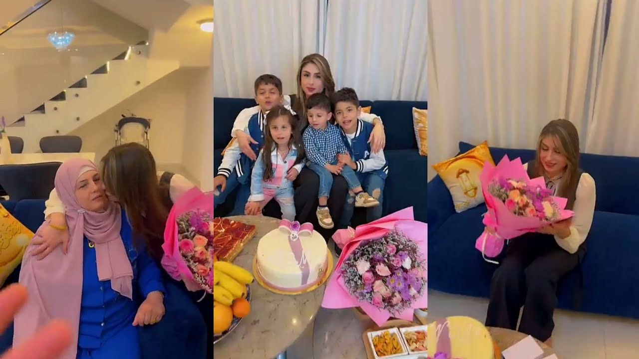 هدايا واجواء حفلة عيد الام❤هدية امي لا ننوش اسوارة ذهب😍